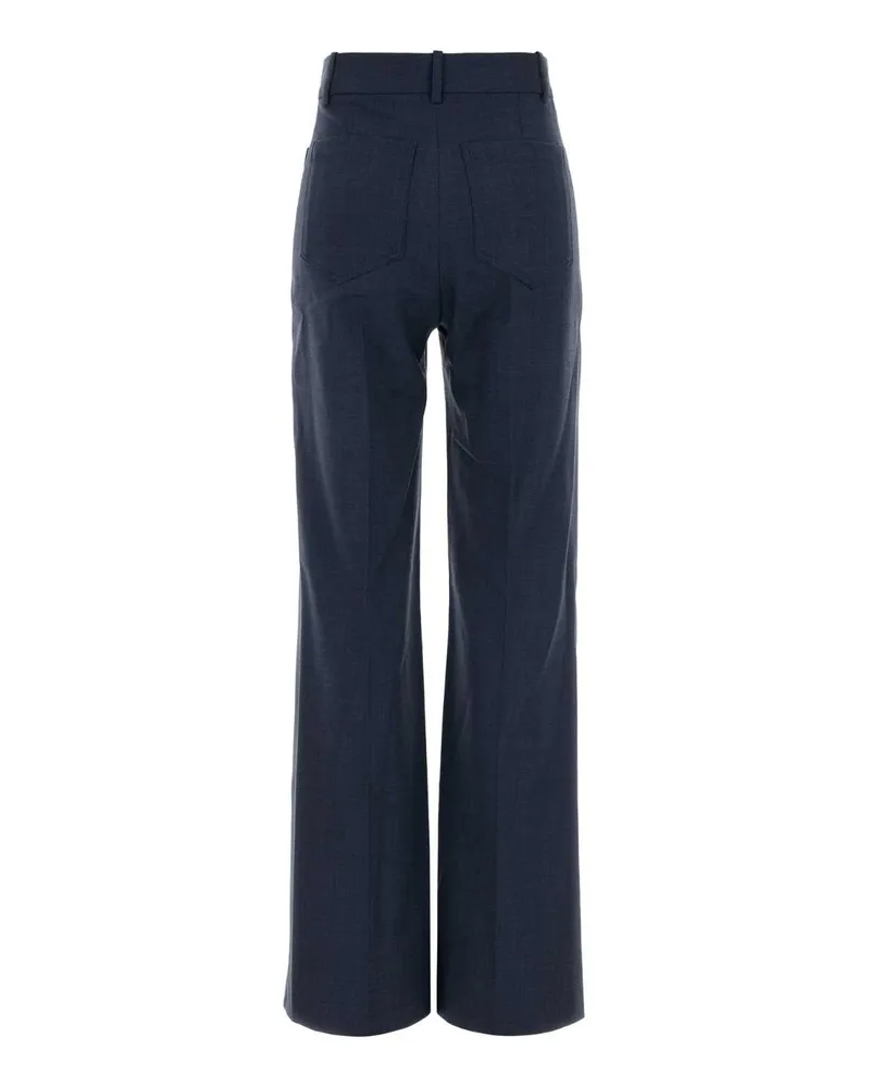 Victoria Beckham High-Waisted Wool-Blend Trousers — Navy Navy