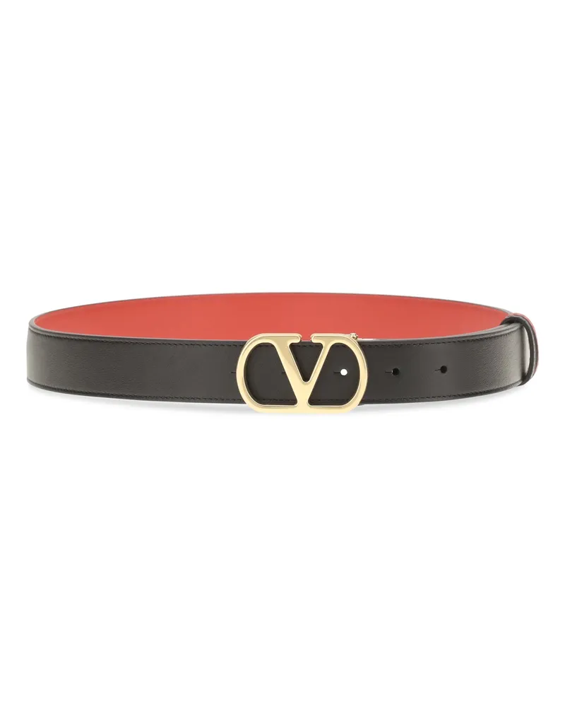 Valentino Garavani Women's Belt Vlogo Signature Calfskin Black-Pure Red Calf Leather Black/pure Black