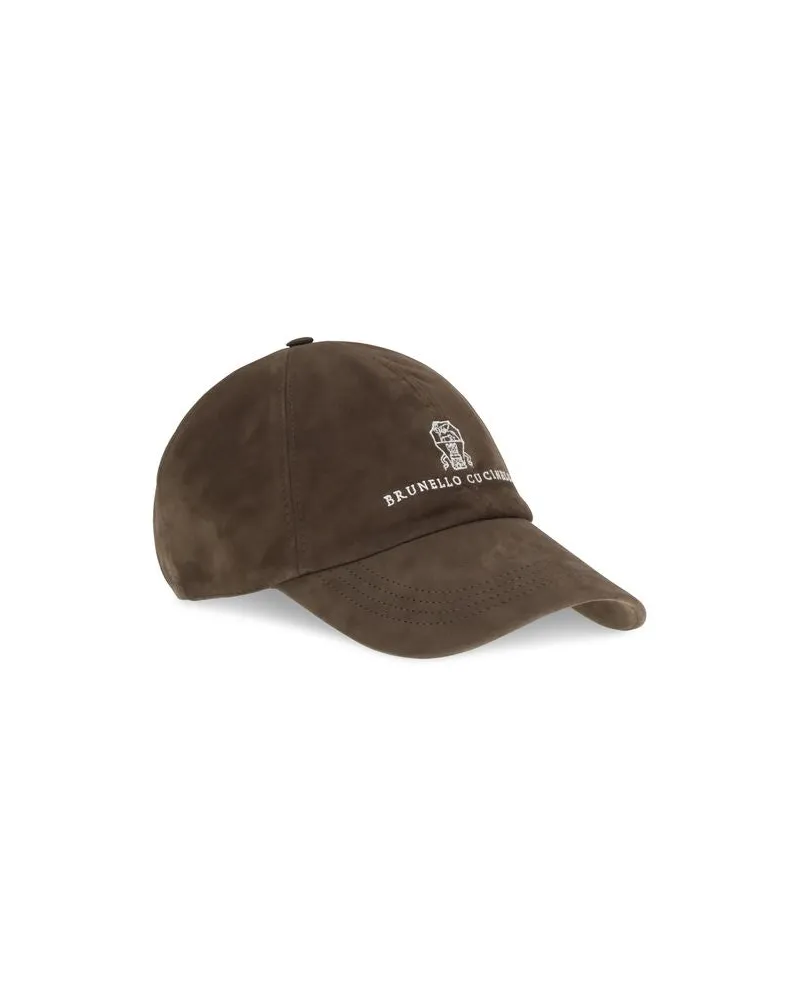 Brunello Cucinelli Men's Brown Calf Leather Bos Taurus Cap (baseball Hat Brown