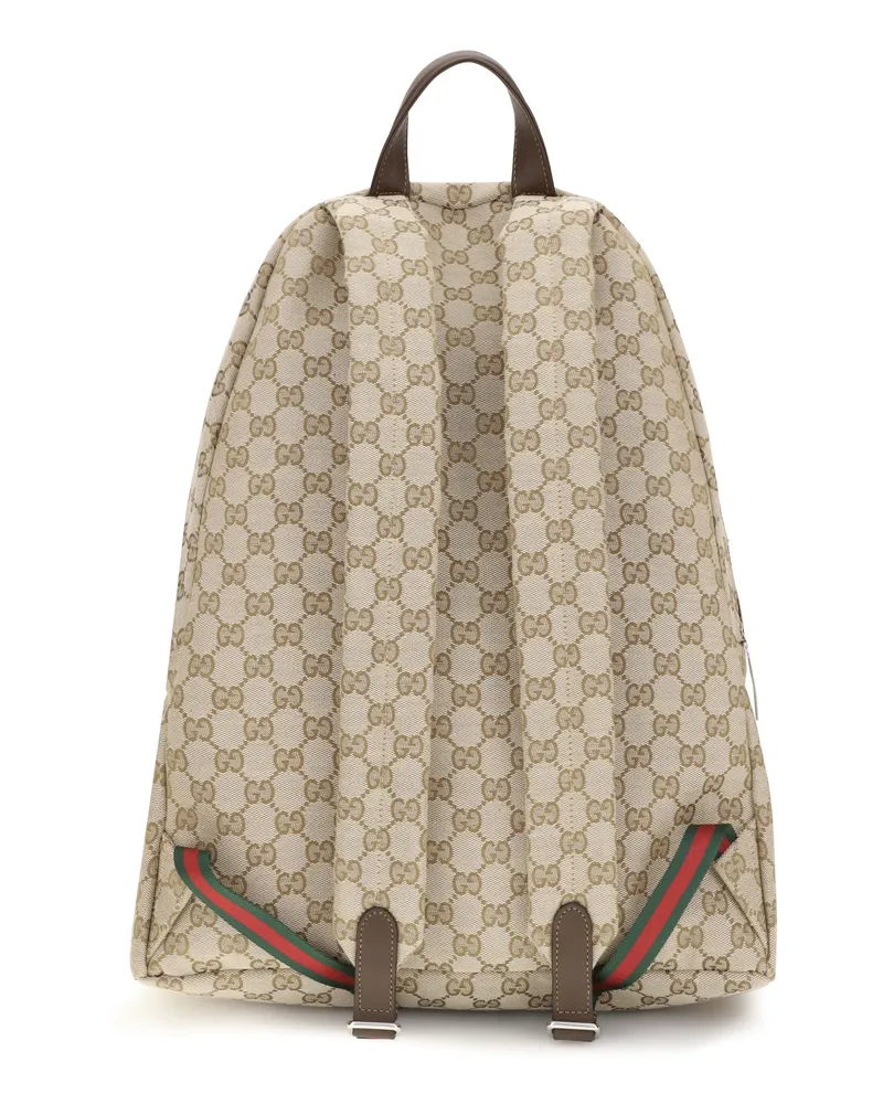 Gucci Men's Large Tag Backpack Vint.sand-Dk Bro-Vrv Polyester; Cotton; Polyamide Backpacks Vint.sand/dk Bro/vrv Beige