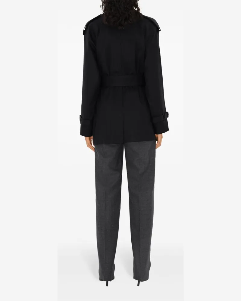 Burberry Cotton Gabardine Trench Coat — Black Black