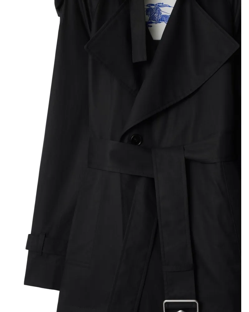Burberry Cotton Gabardine Trench Coat — Black Black