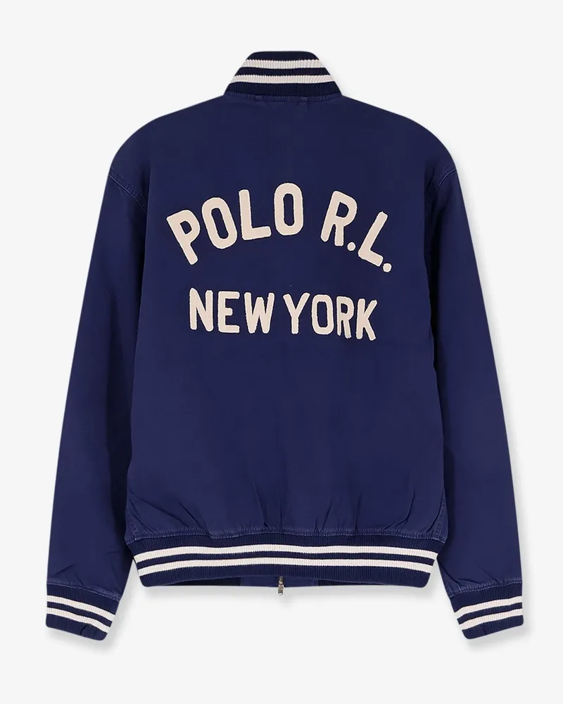 Ralph Lauren Men Cotton Bomber With Logo Patch Blue Jacket Navy