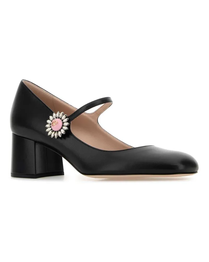 Valentino Garavani Women's Black Leather Preshoes Pumps Nerocrystalrosa Scarpe Con Tacco Black