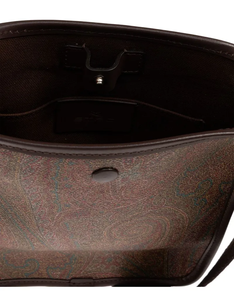 Etro Men's Shoulder Bag Paisley Jacquard Brown Brown