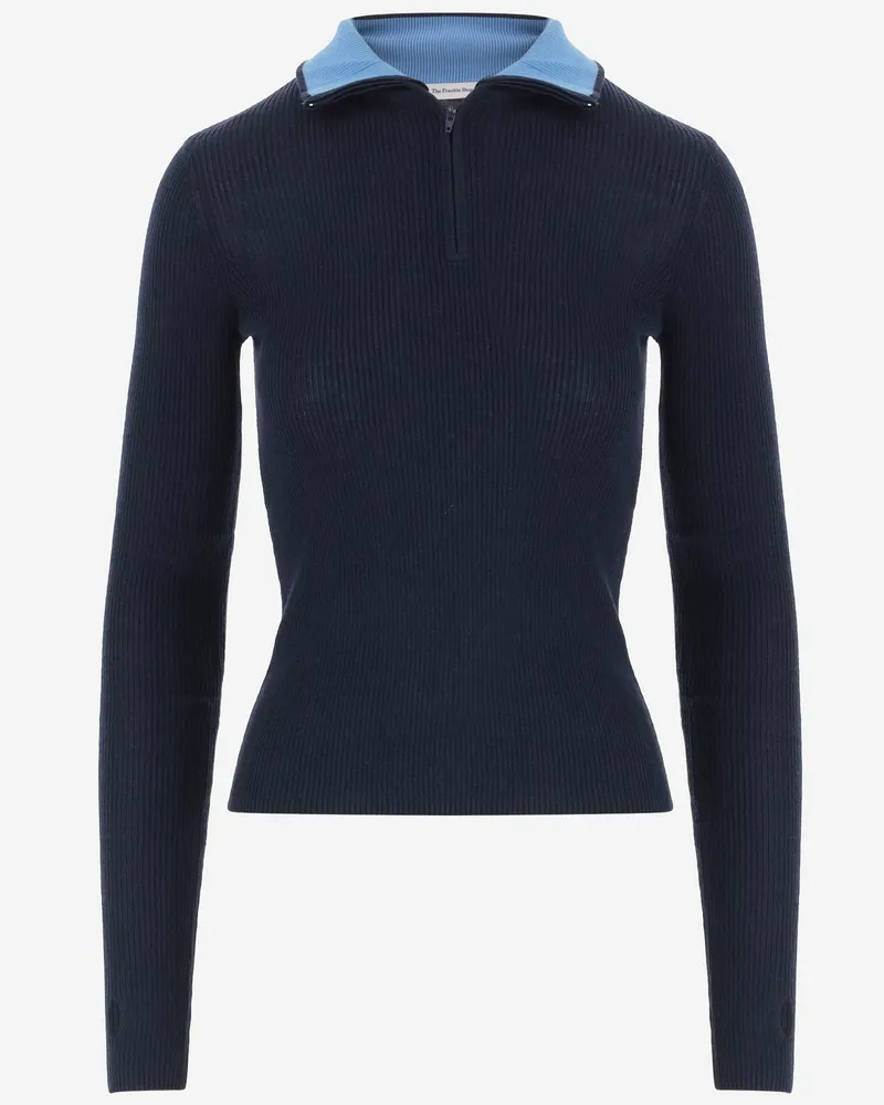 FRANKIE Shop Women's Sweater Wool And Silk Dark Navy Merino Navy