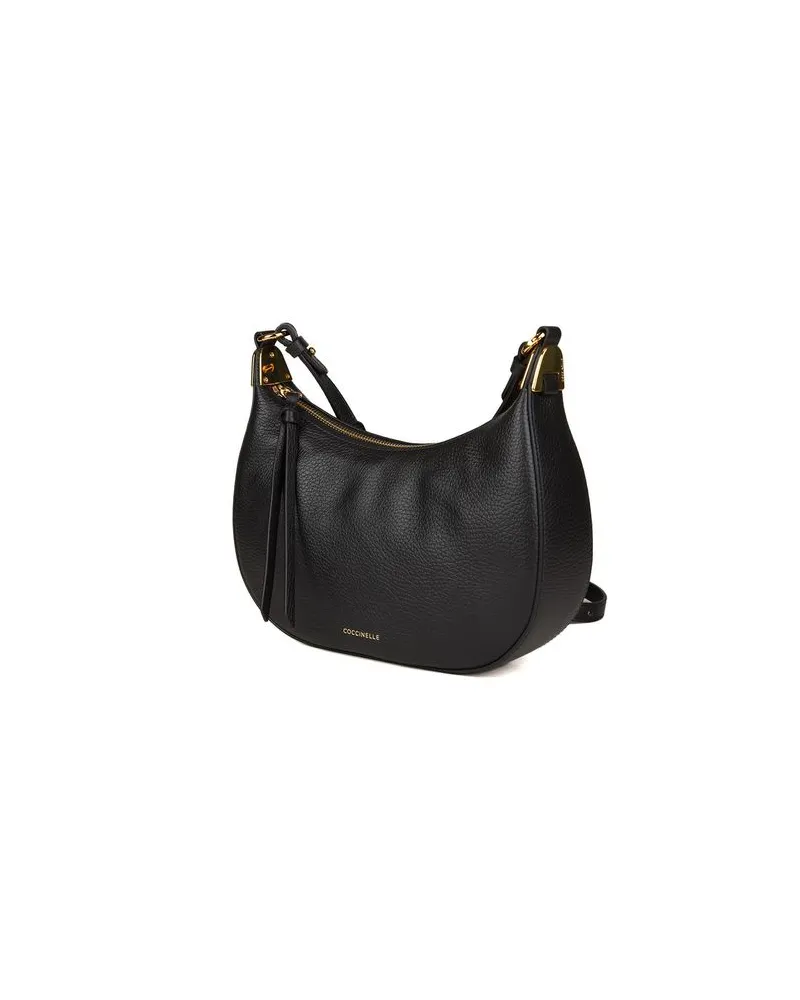 Coccinelle Fujiko Grained Leather Crossbody Bag — Black Black