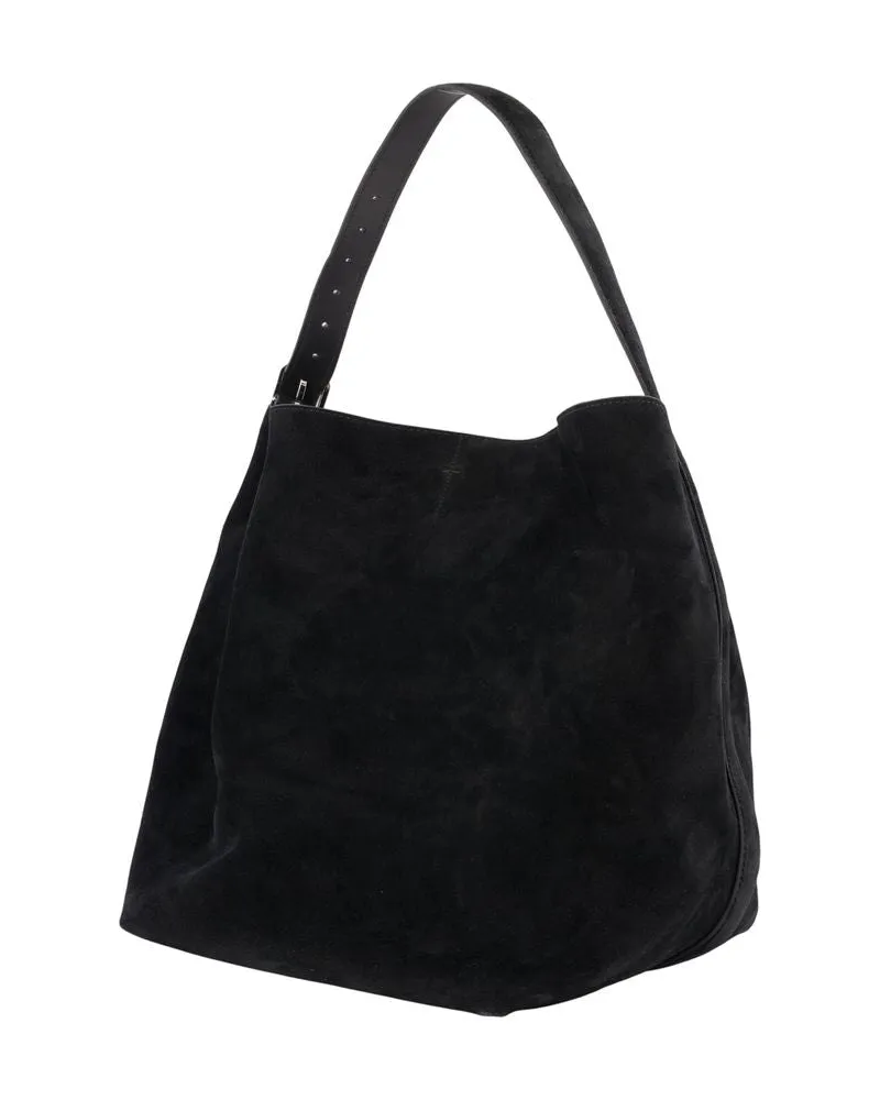 Totême Women's Belted Shopper Bag -  Leather Black Calfskin Totes-Shopping-Bags Black