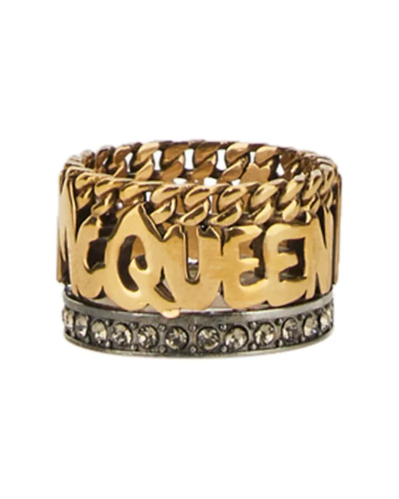 Alexander McQueen Graffiti Ring — Gold Gold