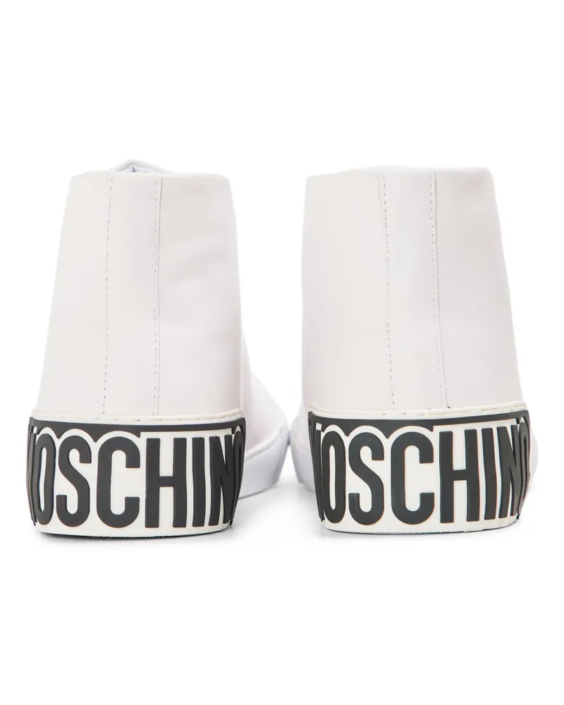 Moschino Men's Vulc 25 Logo Mid-Top Sneakers White Shoes White