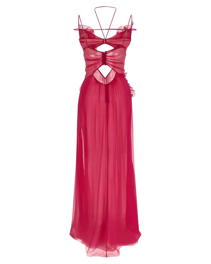 Nensi Dojaka Frilled Cutout Gown — Pink Pink