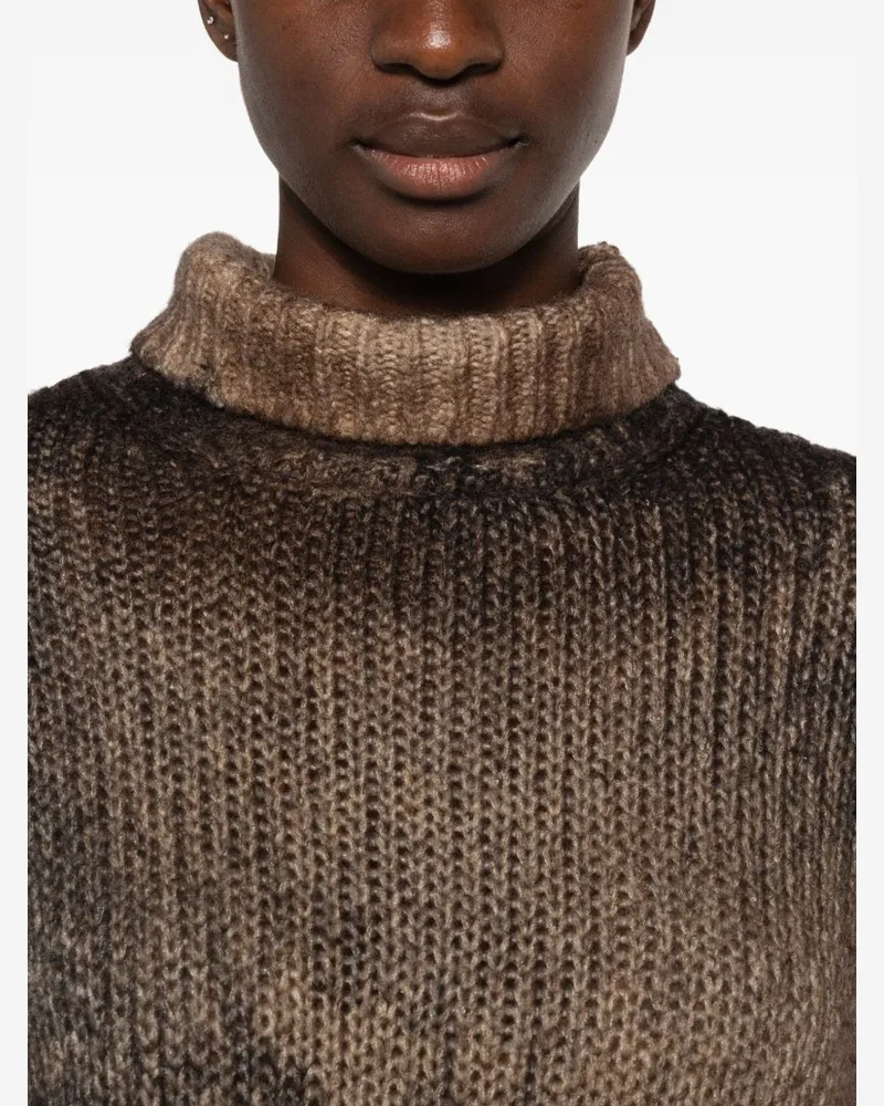 Avant Toi Chunky Knit Gradient Turtleneck Sweater — Brown Brown
