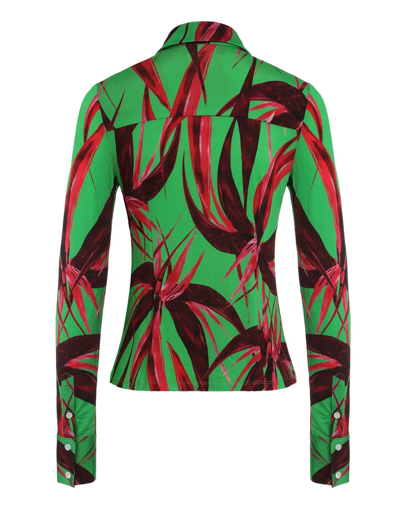 Louisa Ballou Women Printed Viscose Blouse Green Shirt 