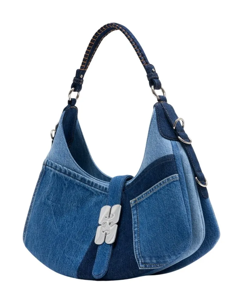 Ganni Women's Kat Small Butter Shoulder Bag -  Cotton Blue Shoulder-Hobo-Bags Blue