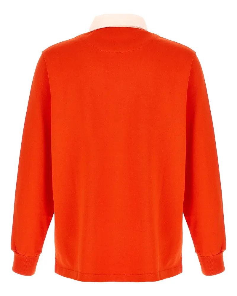 J.W.Anderson Super Speed Embroidered Cotton Jersey Polo Shirt — Orange Orange