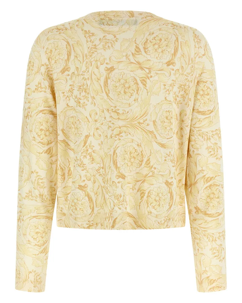 Versace Barocco 92 Print Silk Cardigan — Yellow Yellow