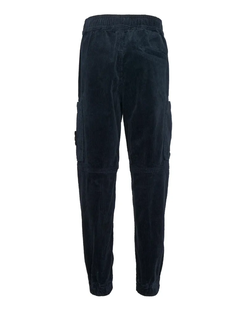 Stone Island Ribbed Cotton-Blend Trousers — Blue Blue