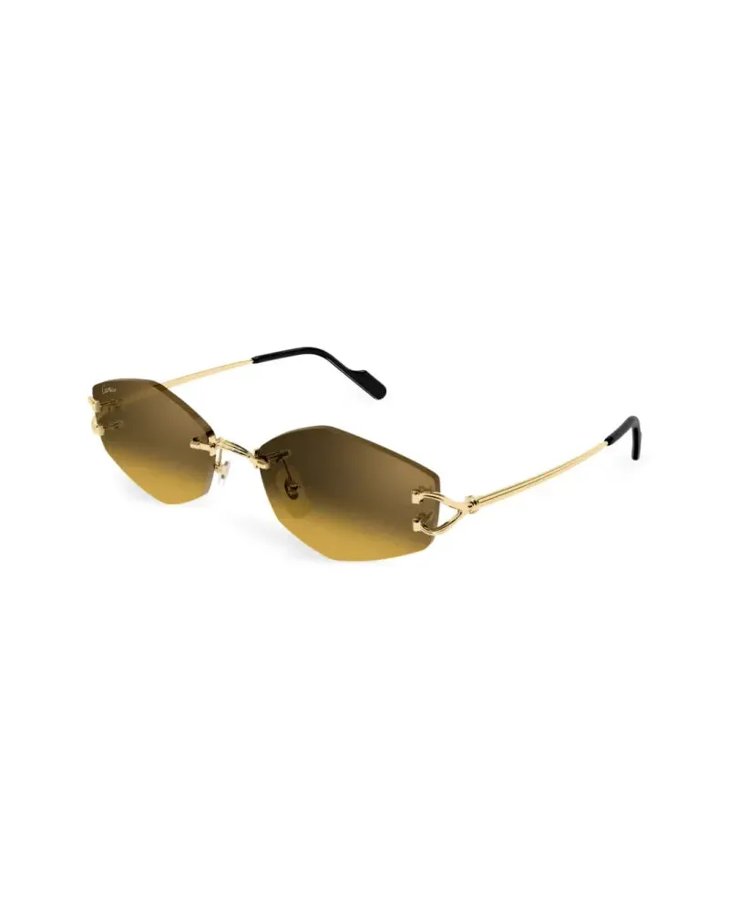 Cartier CT0620S Oval Rimless Sunglasses — Brown Brown