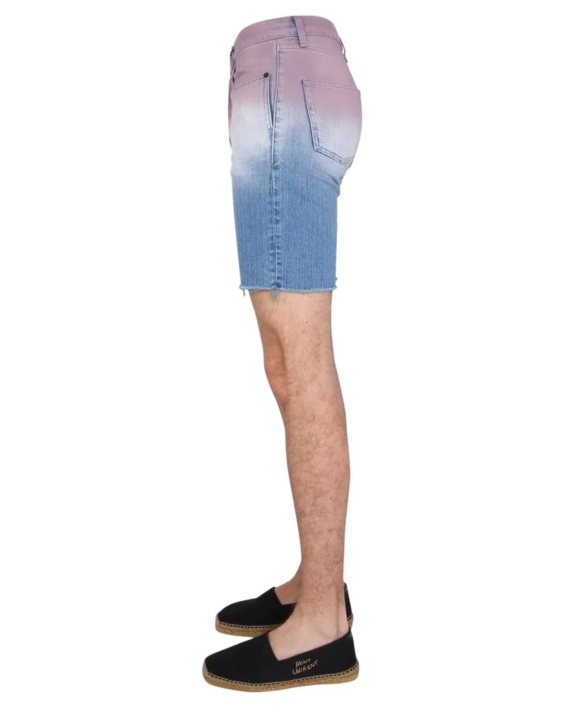 Saint Laurent Degraded Print Cotton Bermuda — Multicolor Multicolor