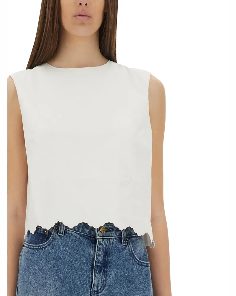 Patou Cropped Cotton Poplin Blouse — White White