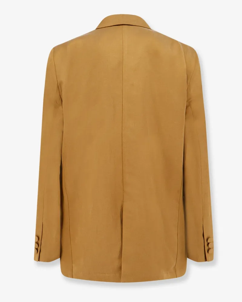 ALYSI Women's Blazer Double-Breasted Lyocell-Linen Yellow Blazers Jacket Yellow