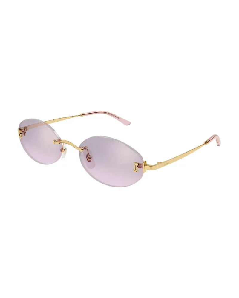 Cartier CT0592S Rimless Oval Sunglasses — Pink Pink