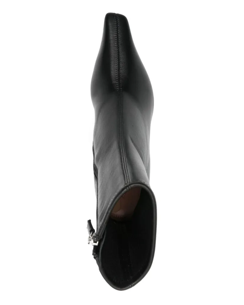 Amina Muaddi Pointed-Toe Stiletto Heel Boot — Black Black