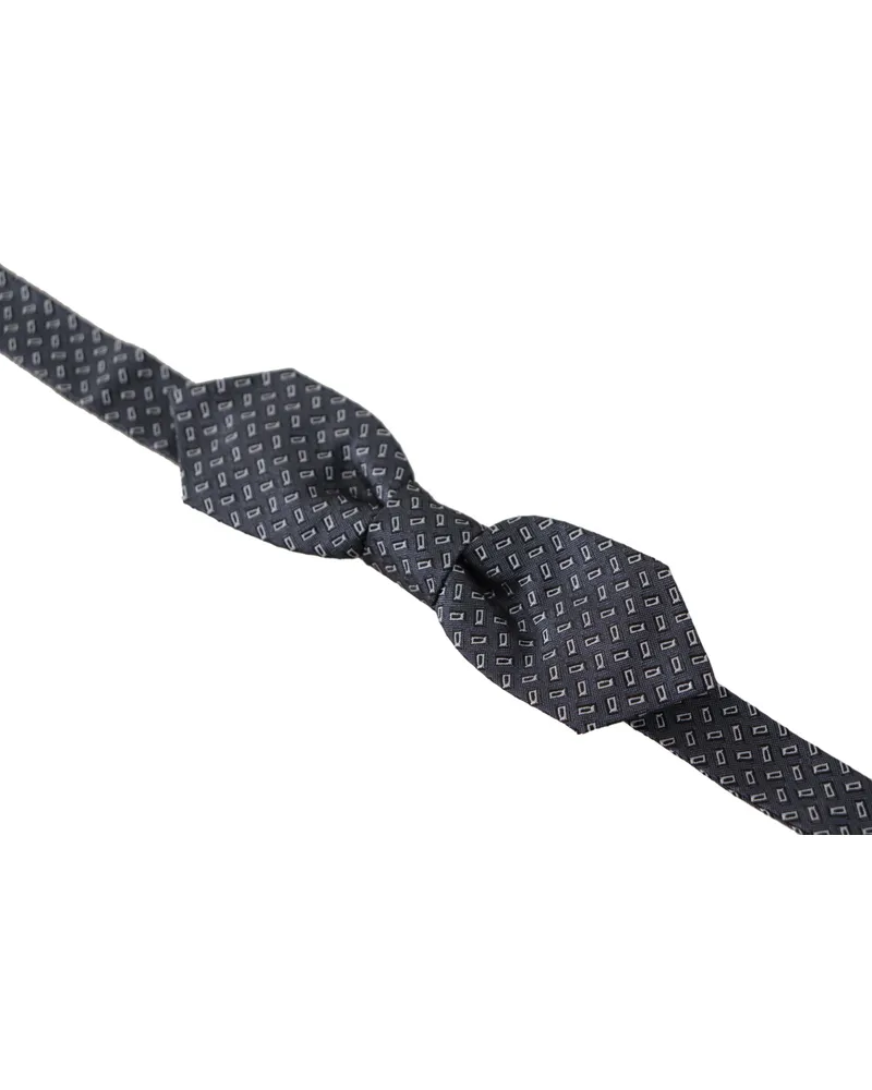 Dolce & Gabbana Men's Blue Gray Polka Dot Silk Neck Papillon Tie Blue