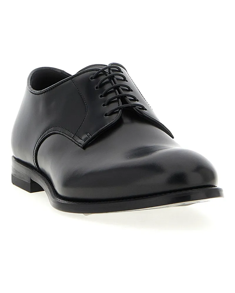 Doucal´s Brushed Calf Leather Oxford — Black Black