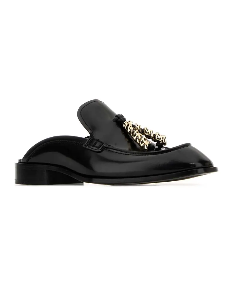 Loewe Women's Black Leather Edge Slippers Flat Shoes Black