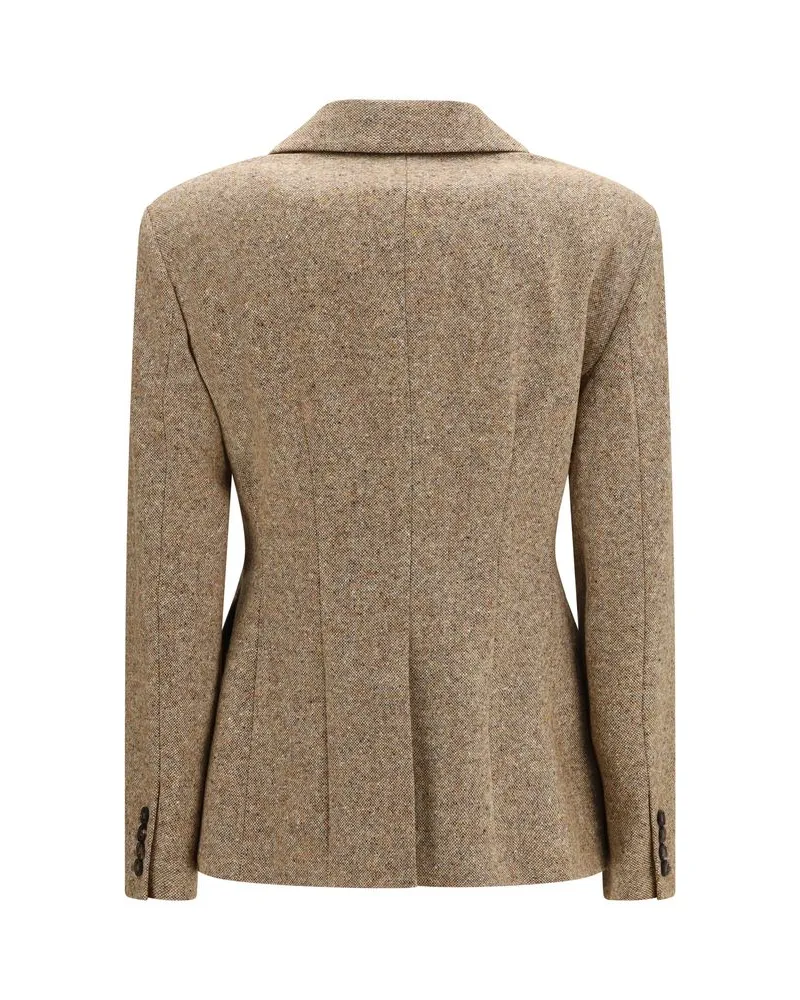 Brunello Cucinelli Virgin Wool Donegal Blazer — Beige Beige