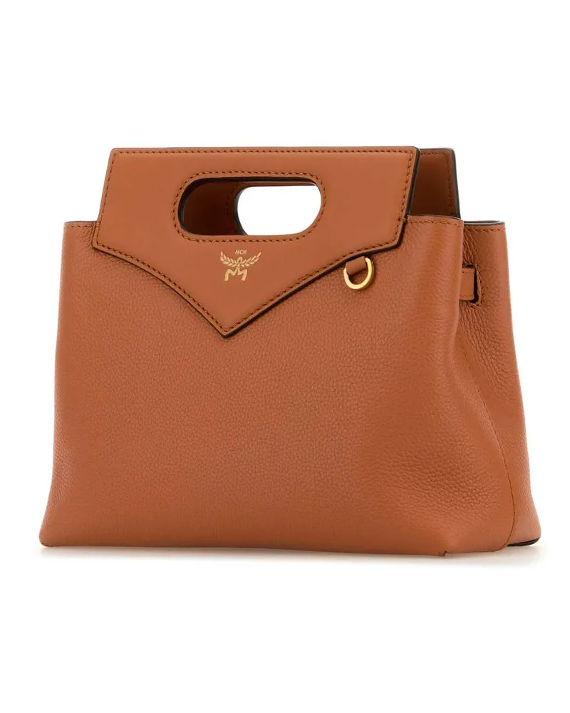 MCM Women's Caramel Leather Mini Soft Diamond Handbag Terracotta Borse A Mano Orange