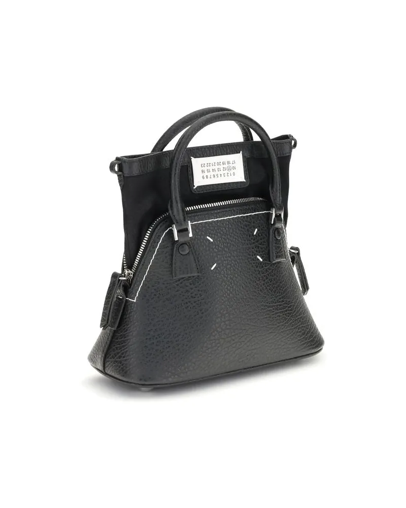 Maison Margiela Women's Black Calf Leather Bos Taurus Shoulder Bag Black