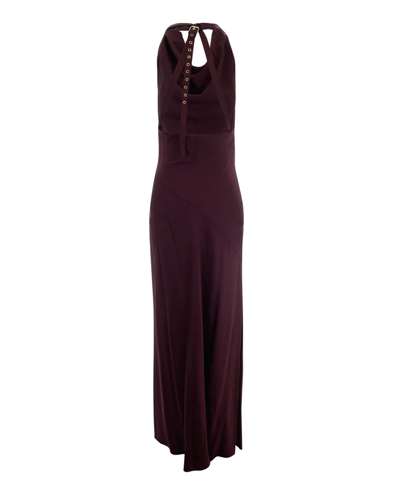 Liu Jo Women's Long Satin Dress Brushed Brown Viscose Evening Suits Brown