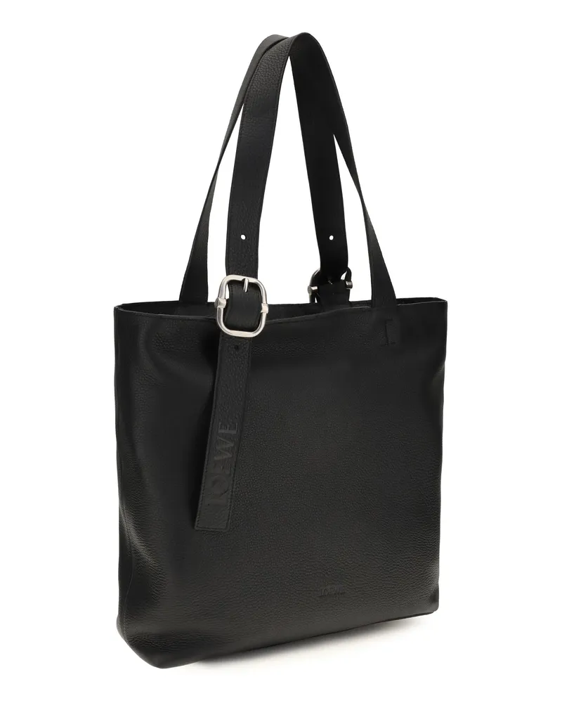 Loewe Men's Tote Bag Loop Zip Black Calfskin Calf Leather Shoulder Black