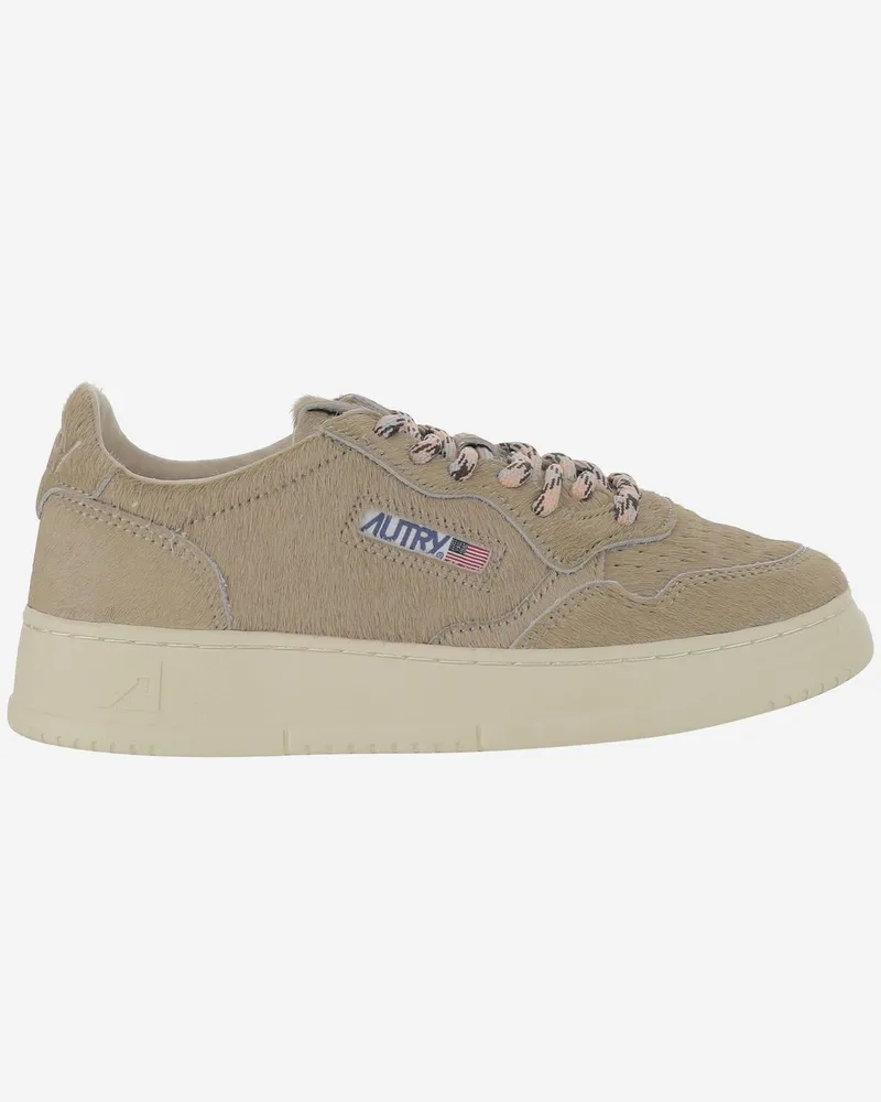 AUTRY Women's Medalist Low Sneakers Beige Suede Leather Trainers Beige