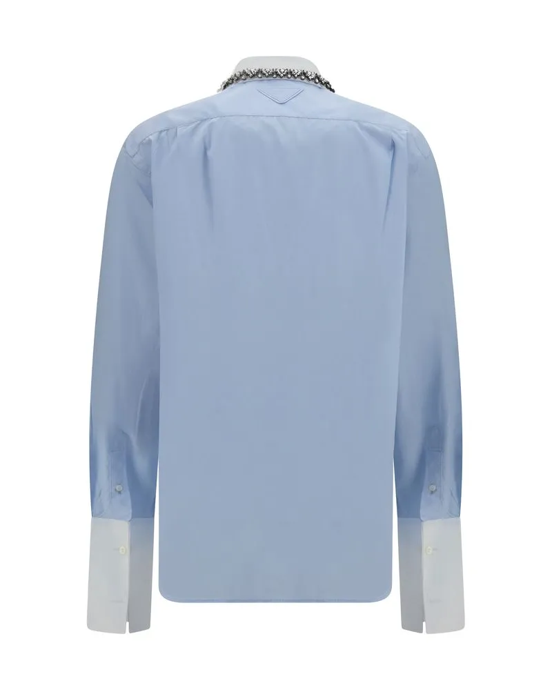 Prada Women's Blue Cotton Dress Shirt Blue