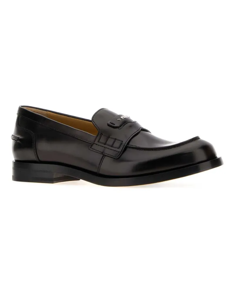 Fendi Men's Black Leather  Ateneo Loafers Nero Mocassini Black