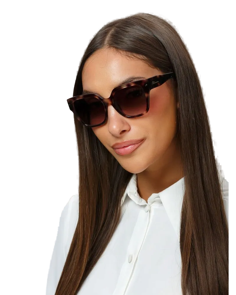 Blumarine Women's Sunglasses Havana Brown-Glossy Beige Acetate Eyewear - Brown/glossy Brown