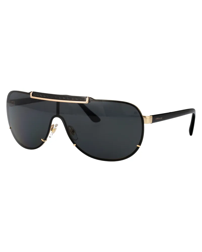 Versace 0VE2140 Gold-Tone Metal Visor Sunglasses — Gold Gold