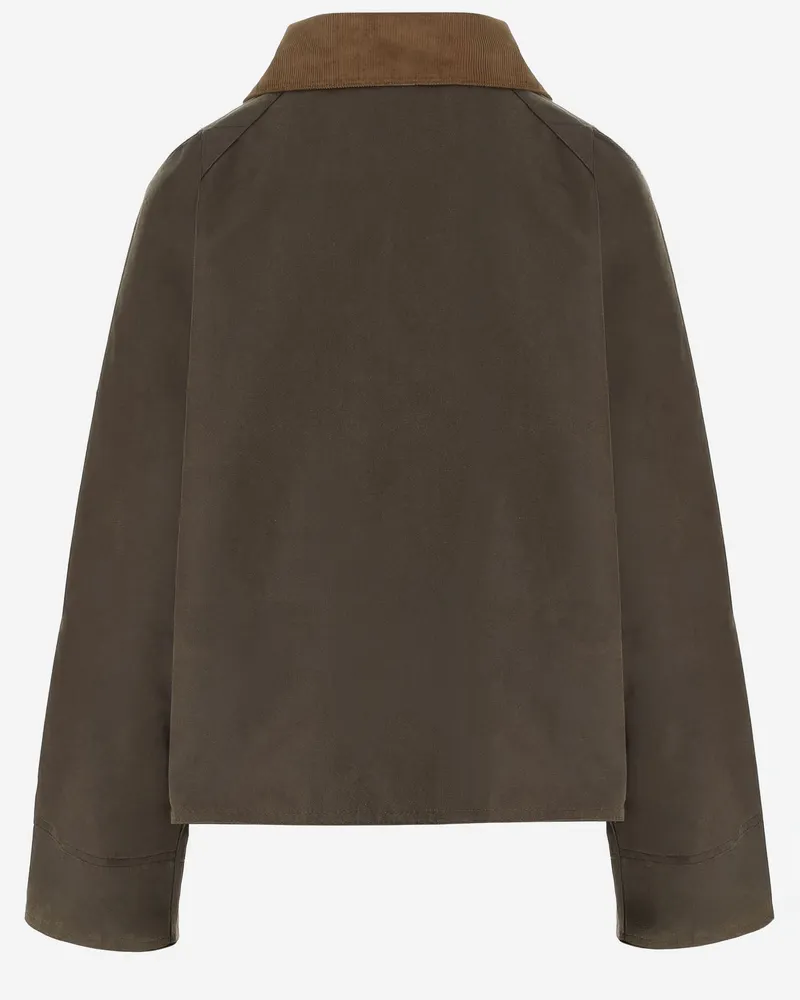 Barbour Women's Waxed Cotton Jacket With Contrast Collar Green Green