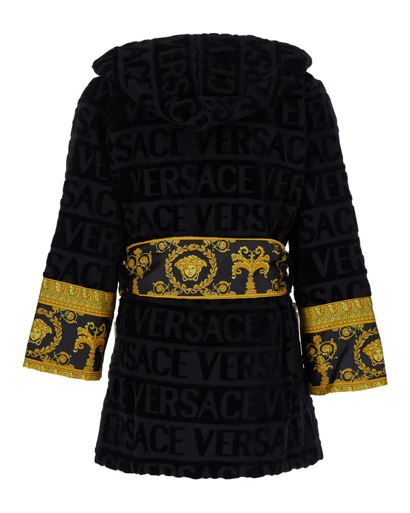 Versace Bathrobe Unisex Black Cotton Towels & Bath Robes Black