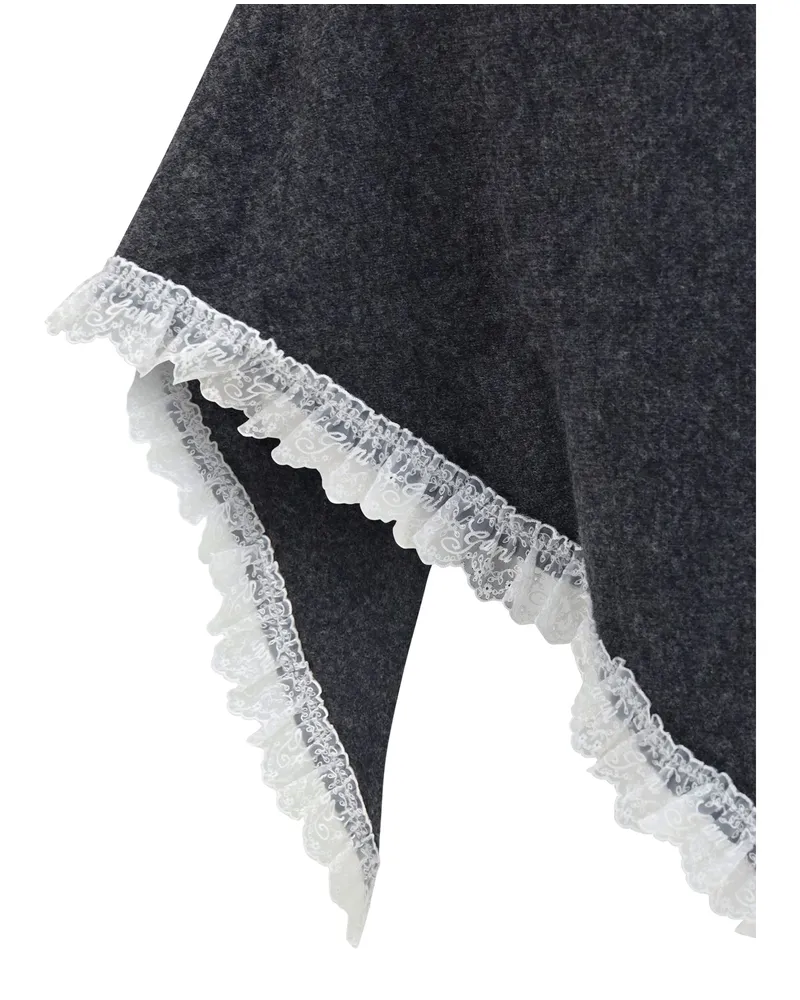 Ganni Openwork Wool Shawl — Gray Gray