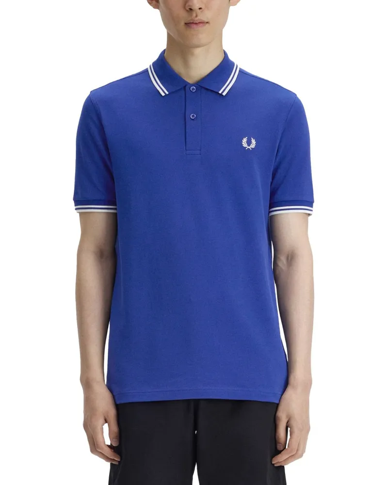 Fred Perry Embroidered Logo Cotton Polo Shirt — Blue Blue