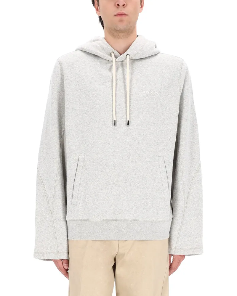 Lanvin Logo Cotton Blend Sweatshirt — Gray Gray