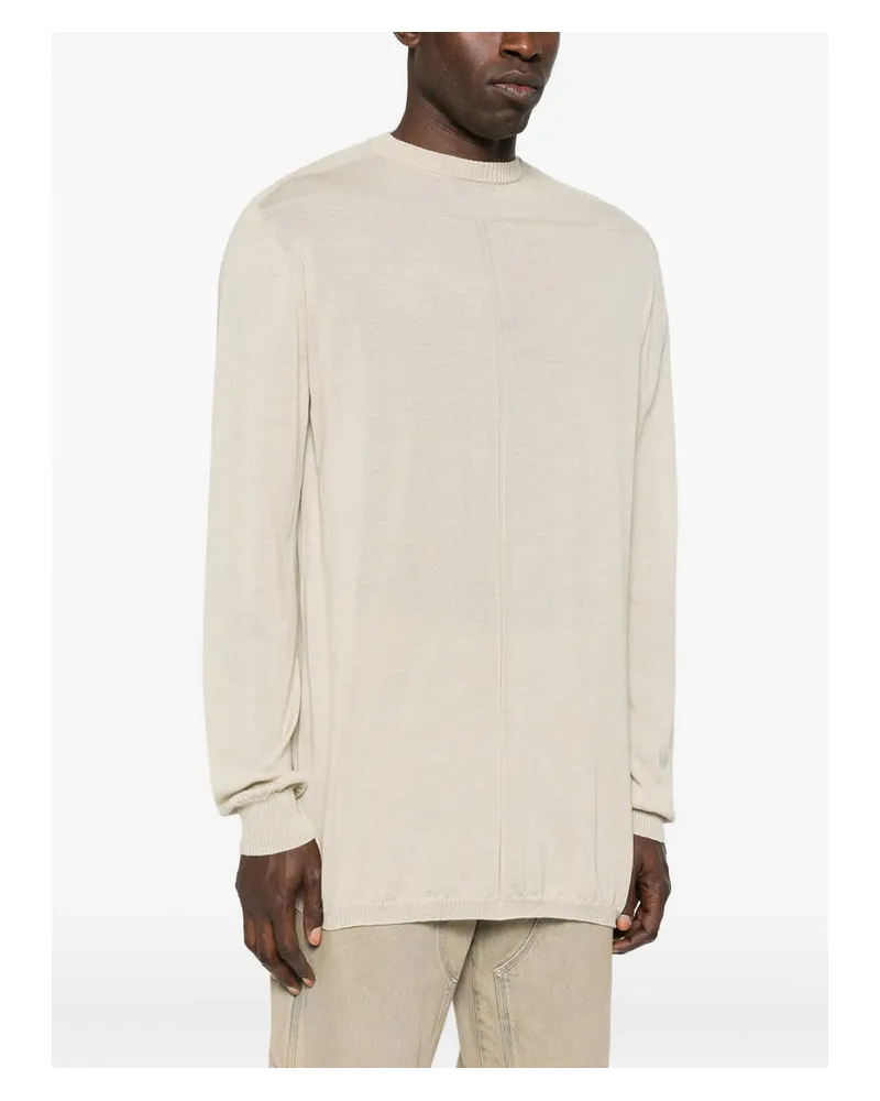 Rick Owens Crew Neck Wool Sweater — Beige Beige
