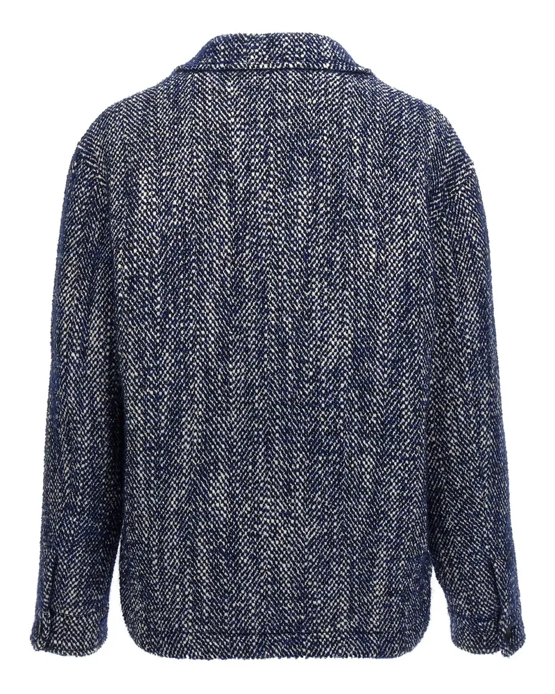 Etro Chevron Wool Blend Jacket — Navy Navy