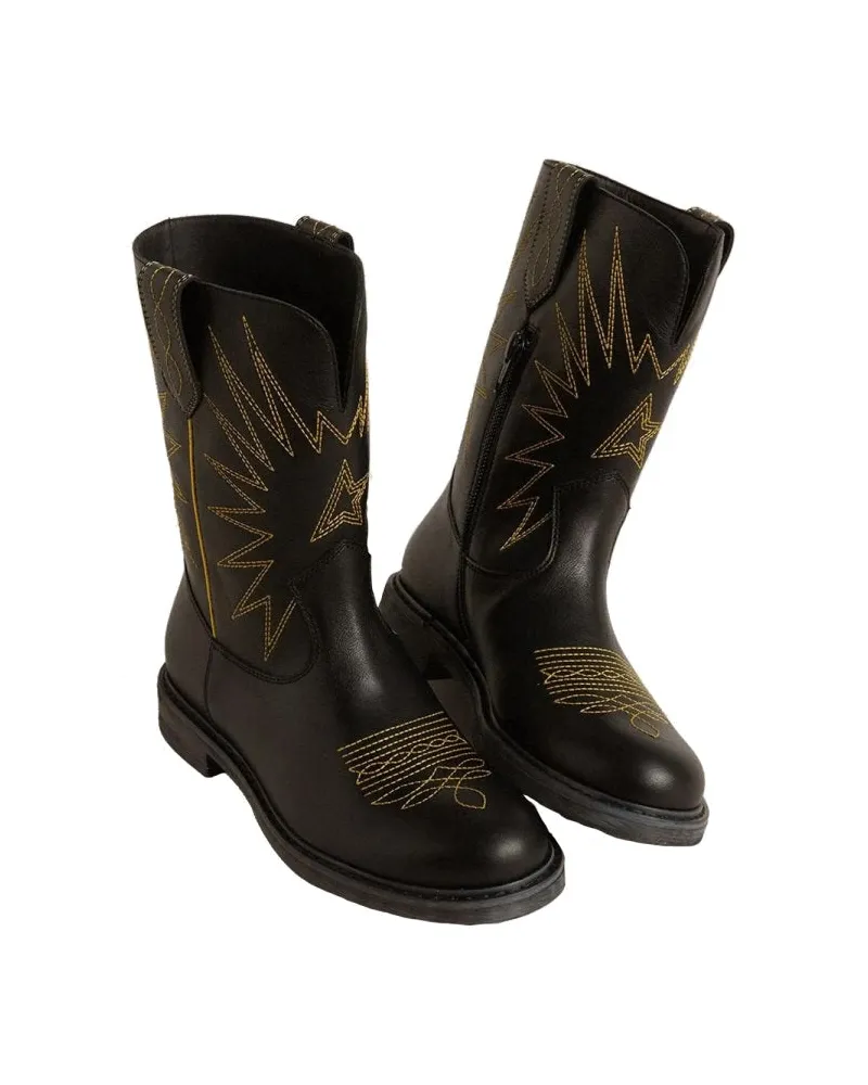 Golden Goose Wish Star Biker Boots — Black Black