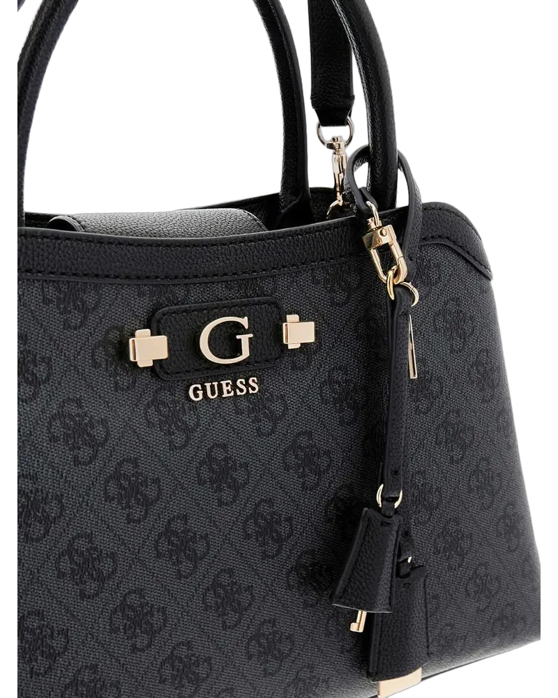 Guess Women's Satchel Coal Logo Polyurethane Satchel-bags Black