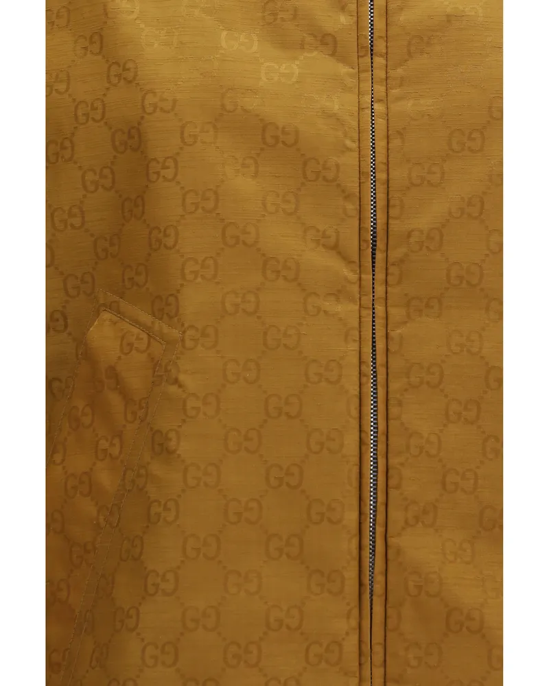 Gucci Women's Jacquard Jacket Caramel Suede Nylon Puffer Caramel